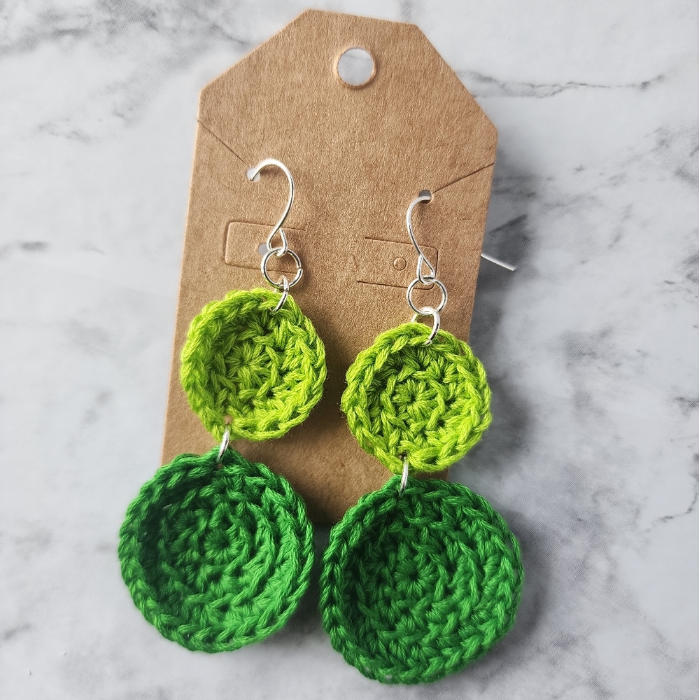 Crochet Two-Tone Handmade Earrings